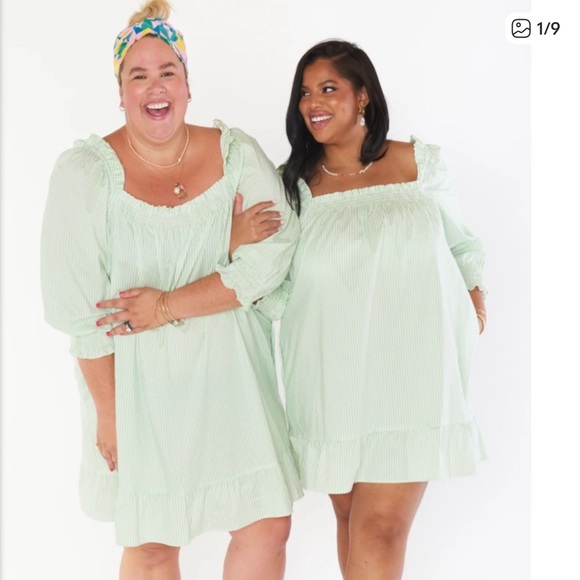 Mint Green Smocked Dress - Picture 1 of 13